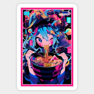 Cute Anime Girl |  Ramen Noodles | Hentaii Chibi Kawaii Design Sticker